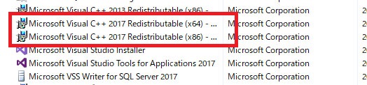 SQL Server 2017インストール失敗【エラー1638】解決法！-アンインストール対象ソフト