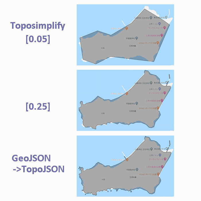 D3.jsでGoogleMAPにオーバーレイする【Toposimplify圧縮比較】-圧縮比較による地図の変化