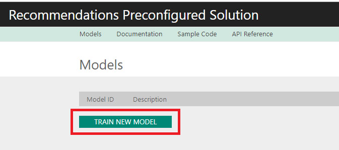 Azure レコメンデーション機能を使ってみた－「TRAIN NEW MODEL」をクリック